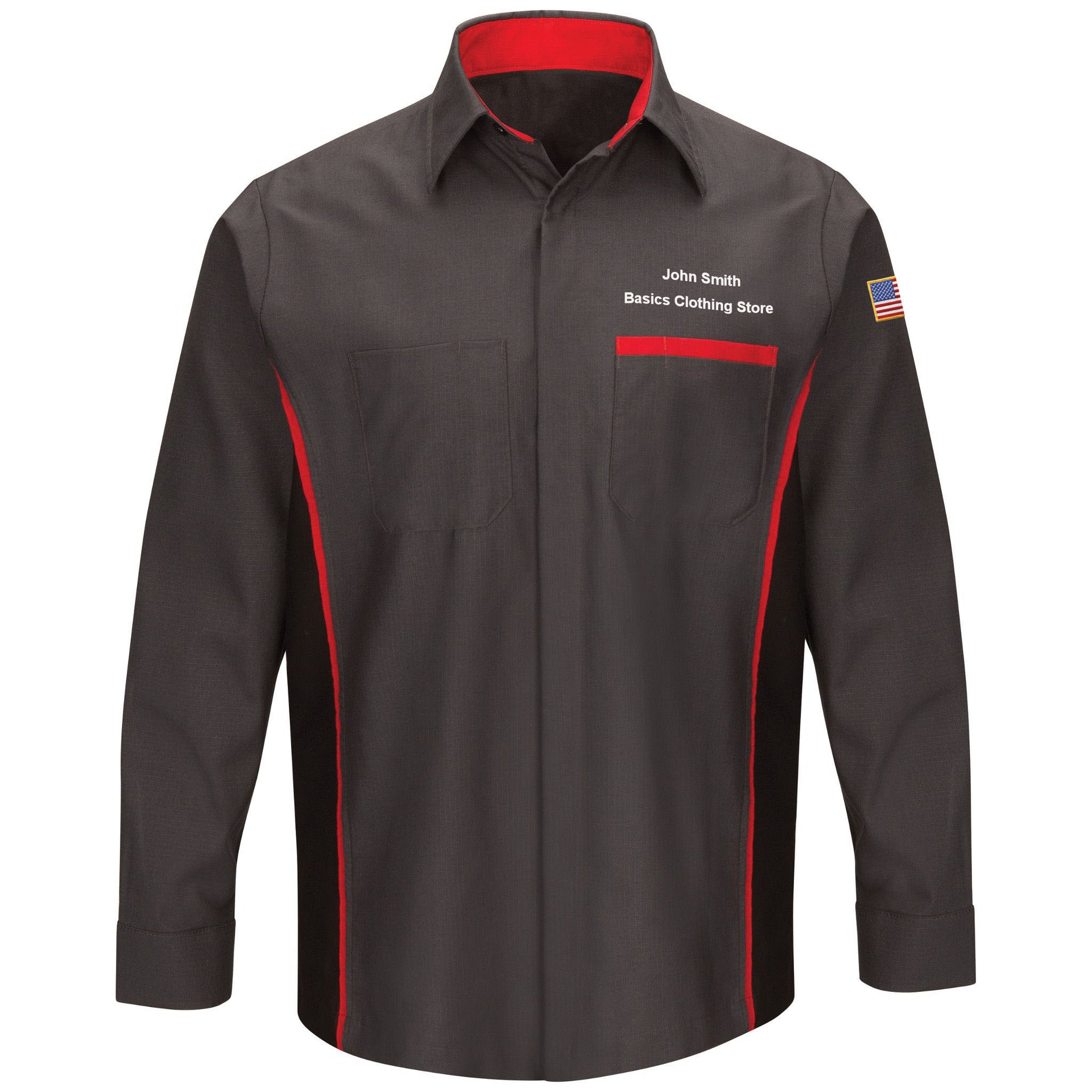 Nissan Long Sleeve Technician Shirt - Charcoal / Black With Red Striping - SY14NS
