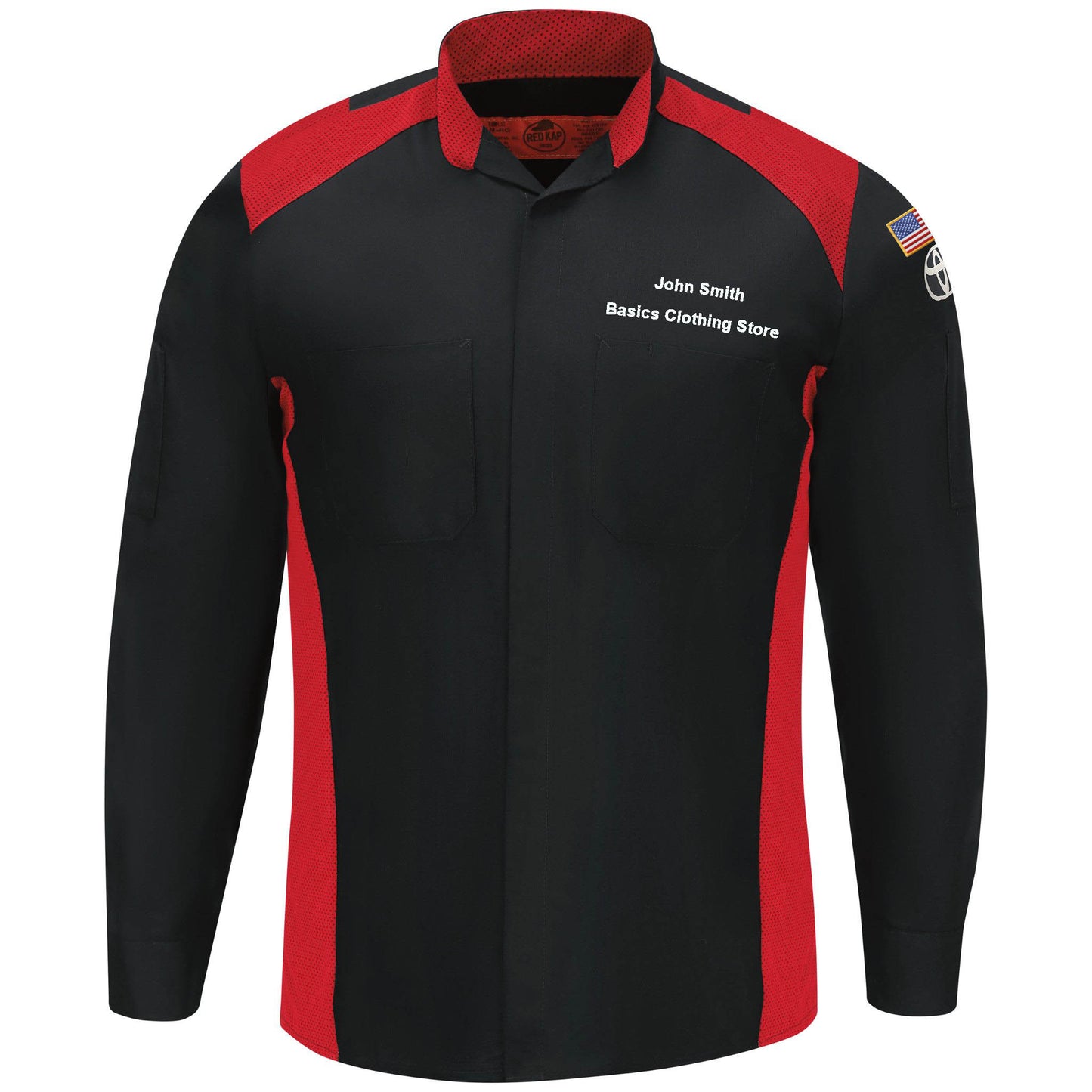 Toyota® Long Sleeve Ripstop Technician Shirt - Black with Red Mesh Accents