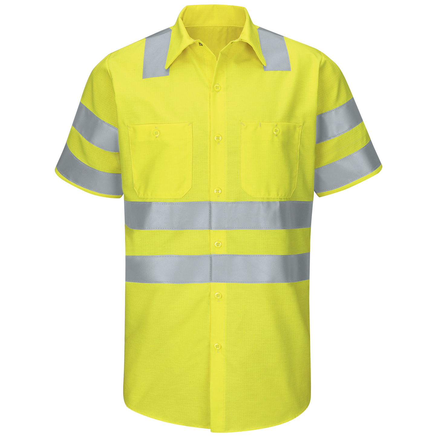 Red  Kap Men's Hi-Visibility Short Sleeve Ripstop Work Shirt - Type R, Class 3