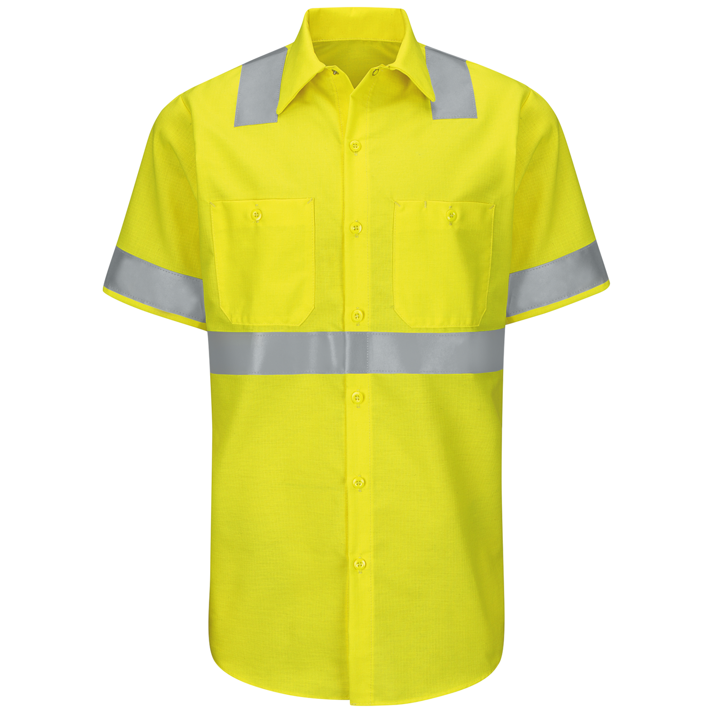 Red Kap Men's Hi-Visibility Short Sleeve Ripstop Work Shirt - Type R, Class 2