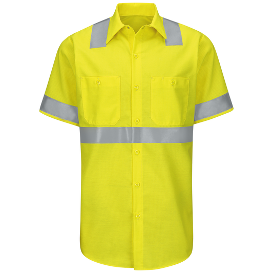 Red Kap Men's Hi-Visibility Short Sleeve Ripstop Work Shirt - Type R, Class 2