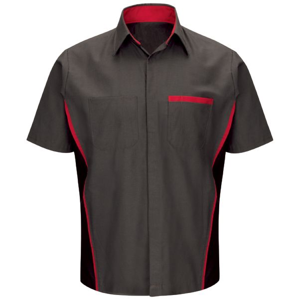 Nissan Short Sleeve Technician Shirt - Charcoal / Black With Red Striping - SY24NS Nissan Short Sleeve Technician Shirt - Charcoal / Black With Red Striping - SY24NS