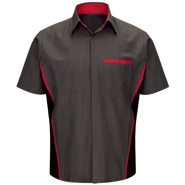 Nissan Short Sleeve Technician Shirt - Charcoal / Black With Red Striping