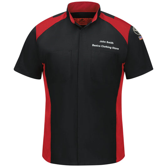 Toyota® Short Sleeve Ripstop Technician Shirt - Black with Red Mesh Accents