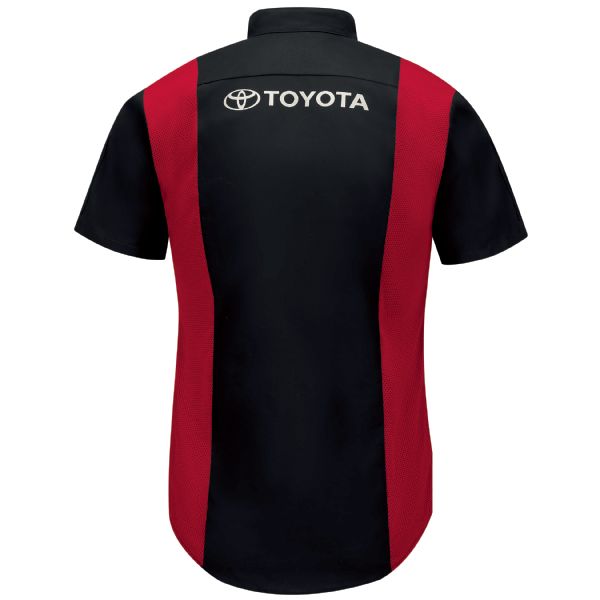 Toyota® Short Sleeve Ripstop Technician Shirt - Black with Red Mesh Accents