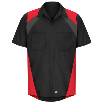 Red Kap Men's Short Sleeve Tri-Color Shop Shirt