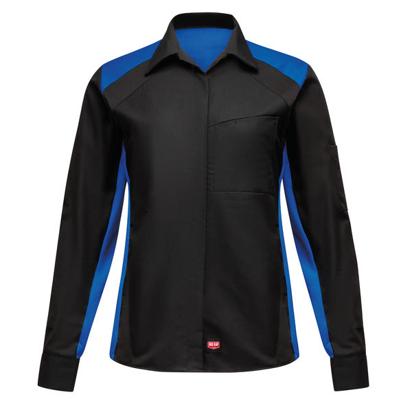 Hyundai® Female Long Sleeve Technician Shirt - Black/Royal Blue