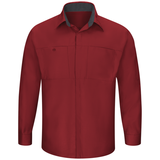 Red Kap Men's Long Sleeve Performance Plus Shop Shirt with OilBlok Technology