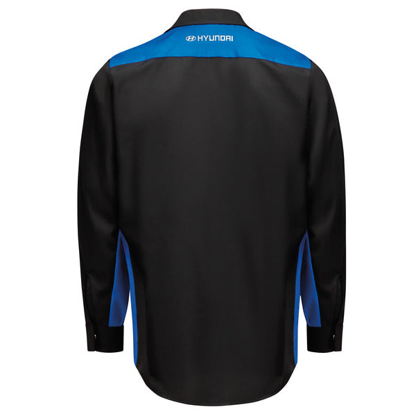 Hyundai® Long Sleeve Technician Shirt - Black/Royal Blue