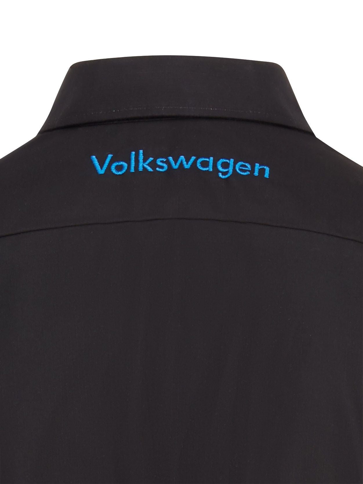 Camisa técnica de manga larga OilBlok de Volkswagen, color negro y azul