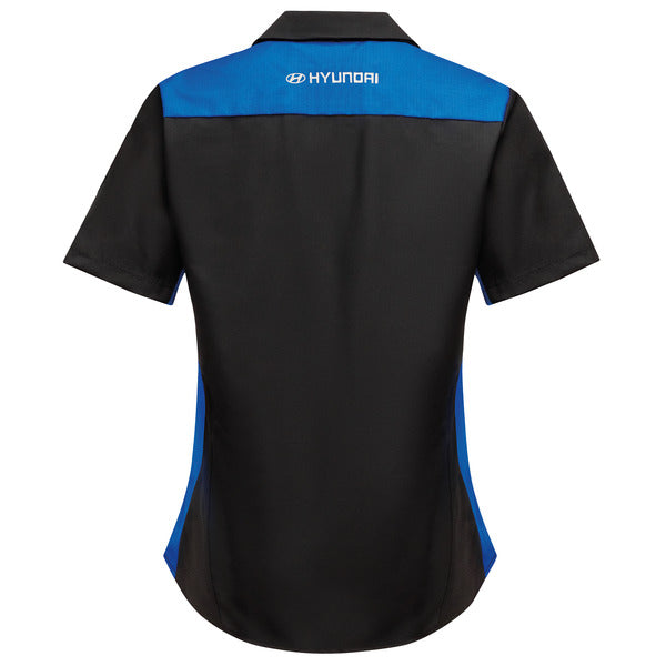 Hyundai® Female Short Sleeve Technician Shirt - Black/Royal Blue