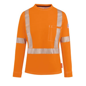 Bulwark Women's FR iQ Series® Comfort Knit Tee With Reflective Trim - Orange-QT37OR - Basics Clothing Store