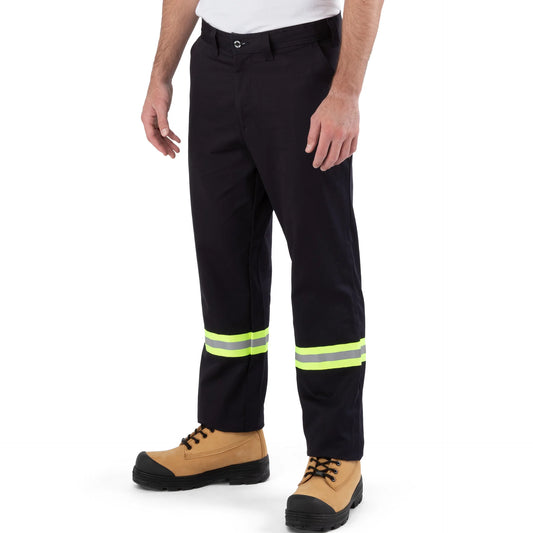 Big Bill High Visibility 100% Cotton Industrial Work Pants with Reflective Tape - Navy -RT1900 - Basics Clothing Store