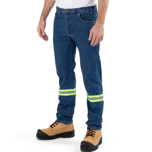 Big Bill High Visibility  Regular Fit 5-Pocket Denim Jeans with Reflective Tape - Stonewashed -RT1989 - Basics Clothing Store