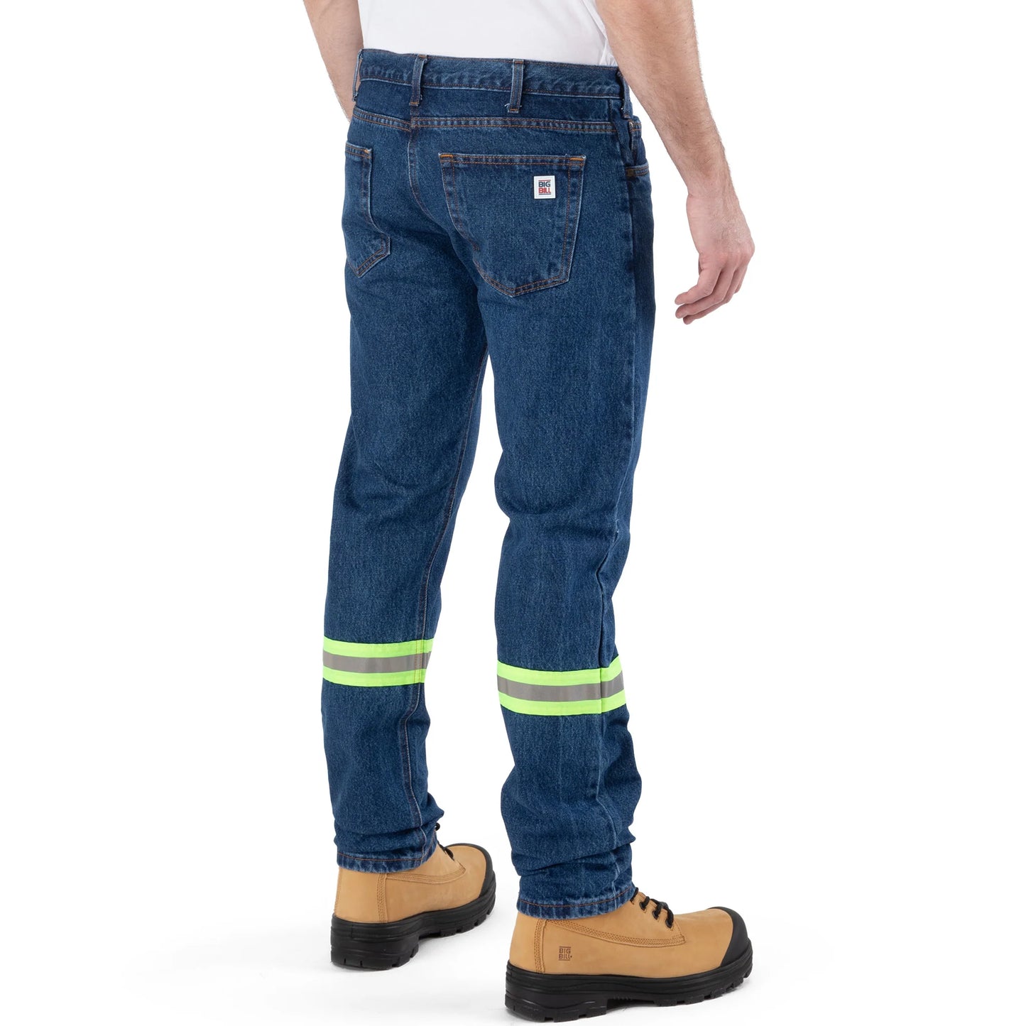 Big Bill High Visibility  Regular Fit 5-Pocket Denim Jeans with Reflective Tape - Stonewashed -RT1989 - Basics Clothing Store