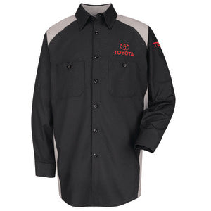 Toyota® Long Sleeve Unisex Industrial Work Shirt - Black/Grey