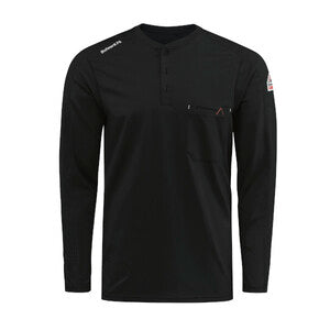 Bulwark Men's Flex Long Sleeve Knit Henley Shirt  - STL2- Color : Black - Charcoal - Khaki - Light Blue - Navy - Red