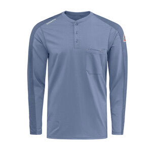 Bulwark Men's Flex Long Sleeve Knit Henley Shirt  - STL2- Color : Black - Charcoal - Khaki - Light Blue - Navy - Red - Basics Clothing Store