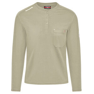 Bulwark Women's  Long Sleeve Flex Knit Henley - STL3 - Color : Charcoal - Khaki - NAVY - Basics Clothing Store