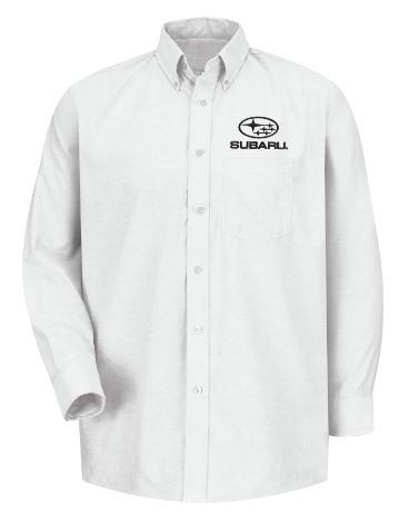 Subaru Men's Long Sleeve Executive Oxford Dress Shirt - White