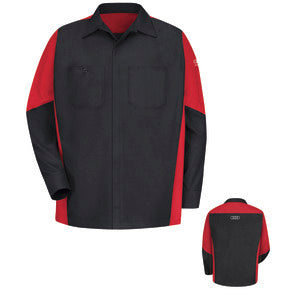 Audi® Long Sleeve Technician Shirt-Black / Red