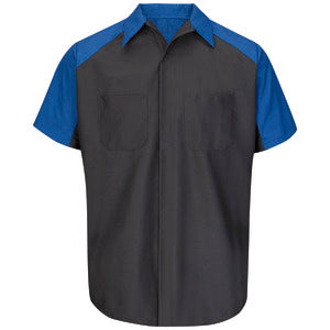 Ford® Short Sleeve Technician Shirt - Charcoal / Royal Blue