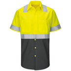 Red Kap Men's  Short Sleeve Hi-Visibility Color Block Work Shirt: Class 2 Level - SY24YC
