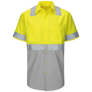 Red Kap Men's  Short Sleeve Hi-Visibility Color Block Work Shirt: Class 2 Level - SY24YG
