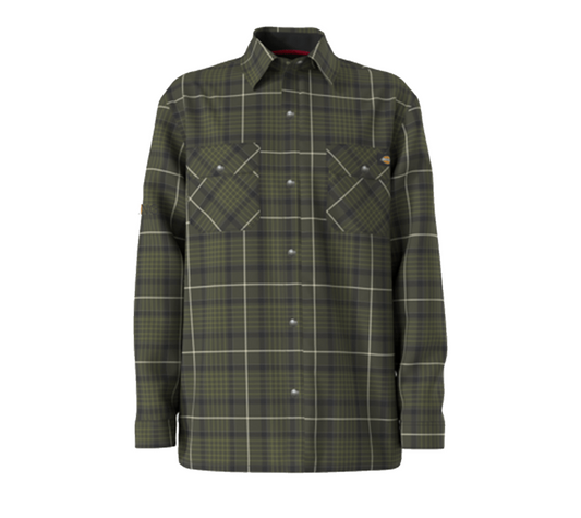 Dickies MENS SHERPA LINED FLANNEL SHIRT JACKET-TJ210-0GC(TACTICAL GREEN)