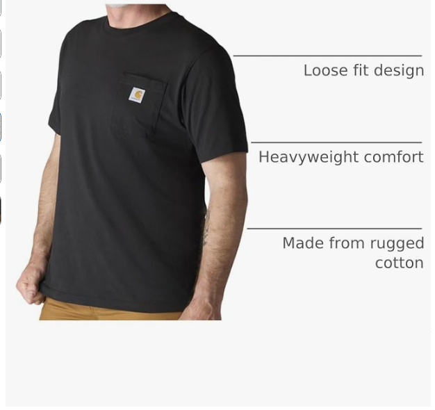Men's Carhartt Black Short Sleeve Pocket Logo T-Shirt