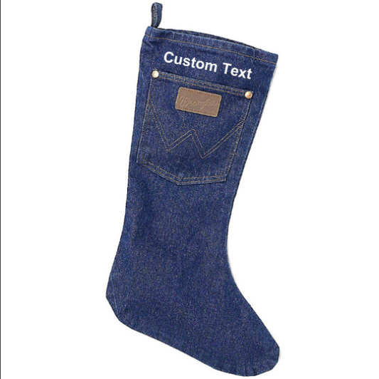 Custom Embroidered Wrangler Denim Christmas Stocking - Prewashed