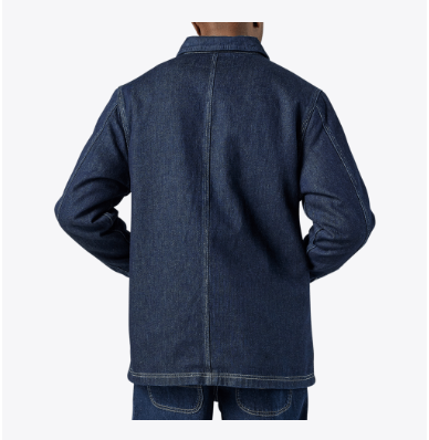 Dickies MENS DENIM BLANKET LINED CHORE COAT-A861B-RNB-(RINSED INDIGO BLUE)