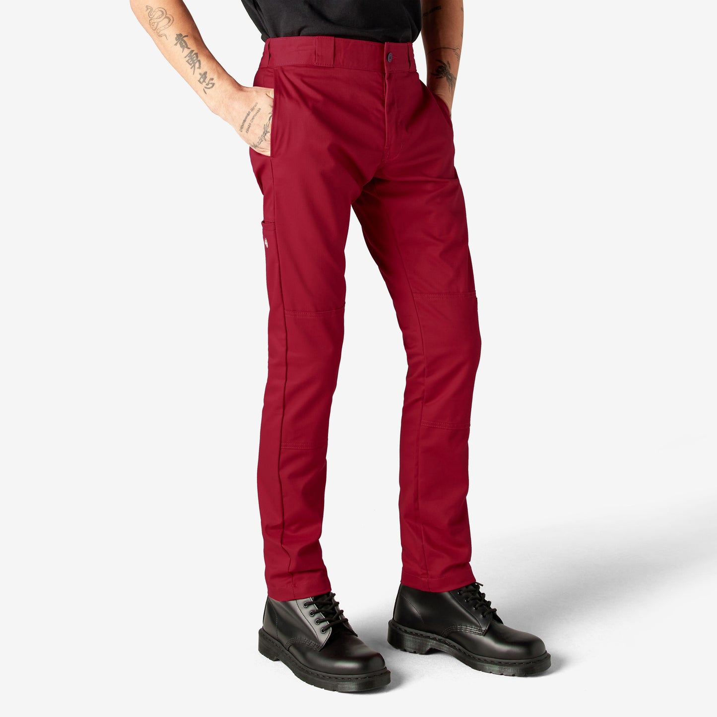 Dickies Skinny Fit Double Knee Work Pants - English Red