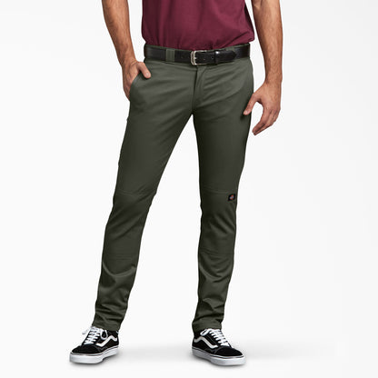 Dickies Skinny Fit Double Knee Work Pants - Olive Green