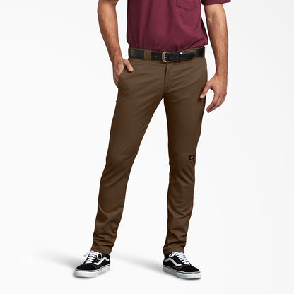 Dickies Skinny Fit Double Knee Work Pants - Timber Brown