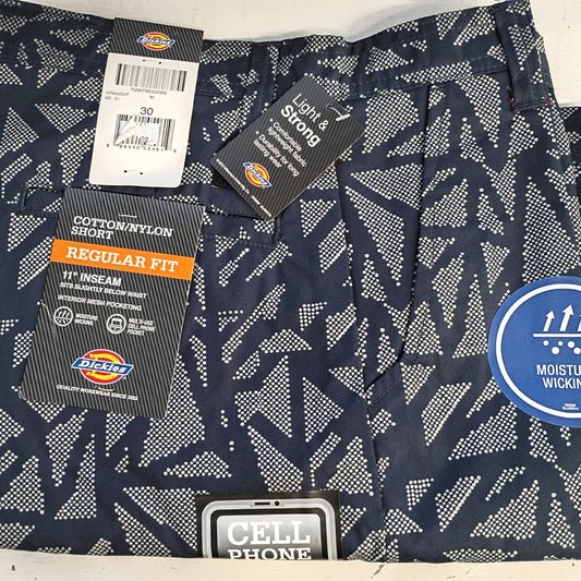 Dickies 11" Regular Fit Cotton Nylon Shorts, Dark Navy Pattern, 30W, Clearance