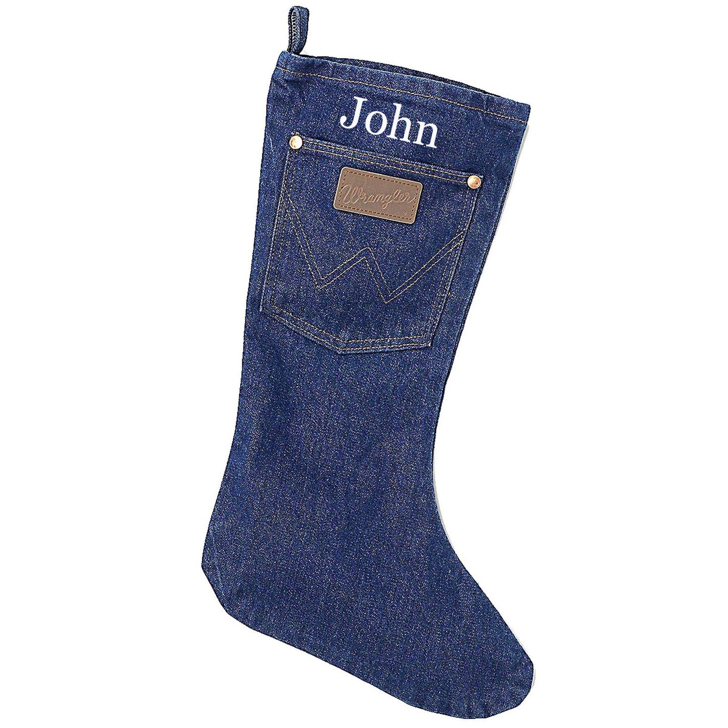 Custom Embroidered Wrangler Denim Christmas Stocking - Prewashed