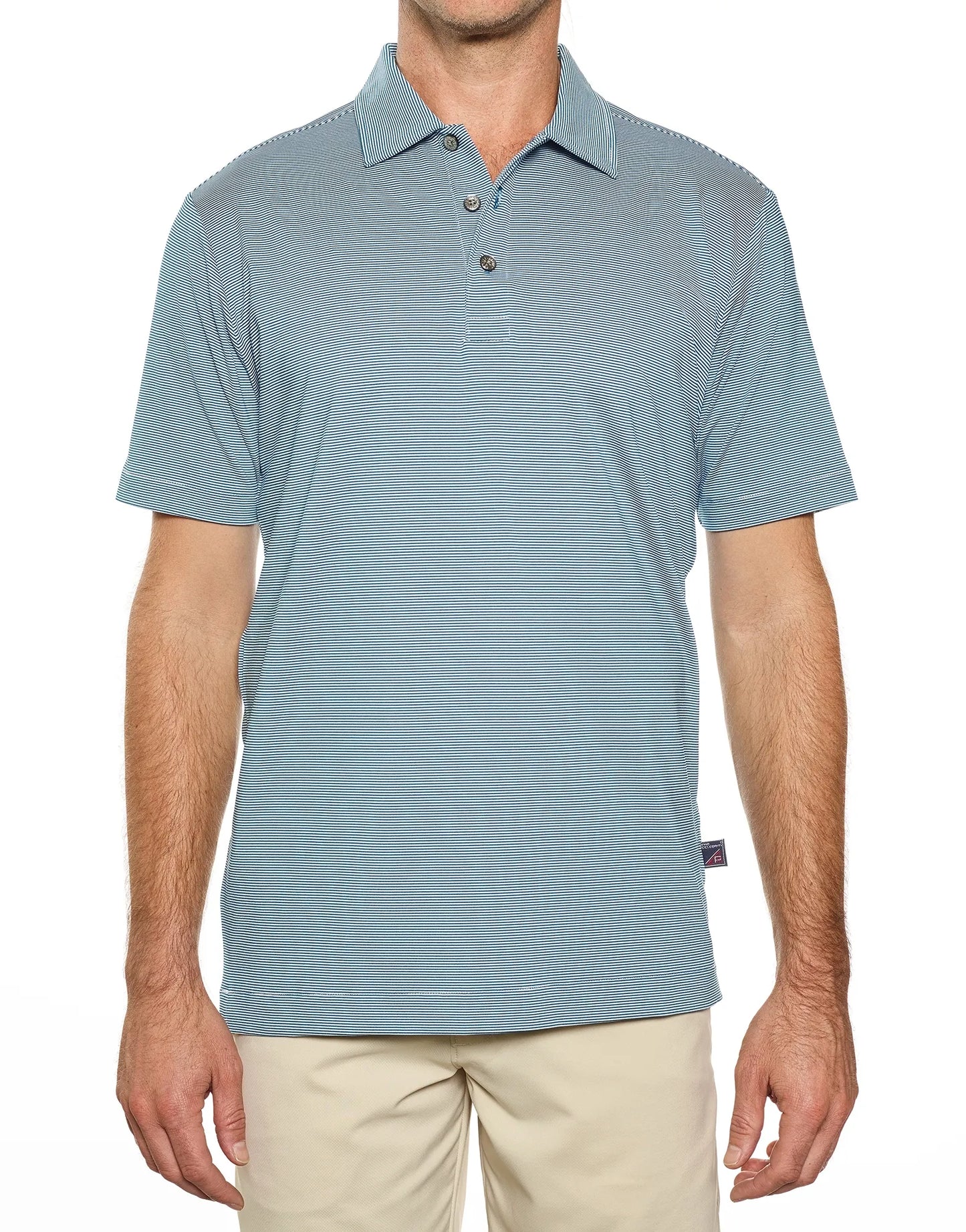 Pro Celebrity Men's Windsor Mini-Feeder Stripe Polo Shirt, Ocean Teal, 2X-Large (Clearance)