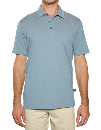 Pro Celebrity Men's Windsor Mini-Feeder Stripe Polo Shirt, Ocean Teal, 2X-Large (Clearance)