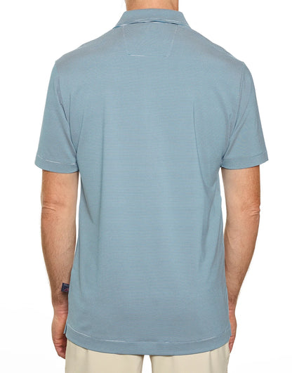 Pro Celebrity Men's Windsor Mini-Feeder Stripe Polo Shirt, Ocean Teal, 2X-Large (Clearance)