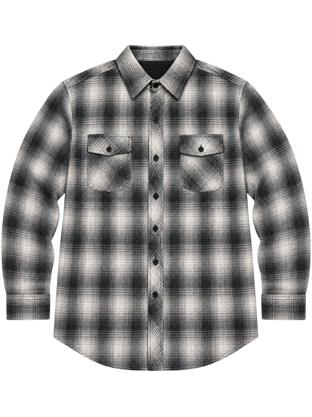 Burnside B8285 - Men's Black & Grey Plaid Flannel Button-Up Shirt - B8285