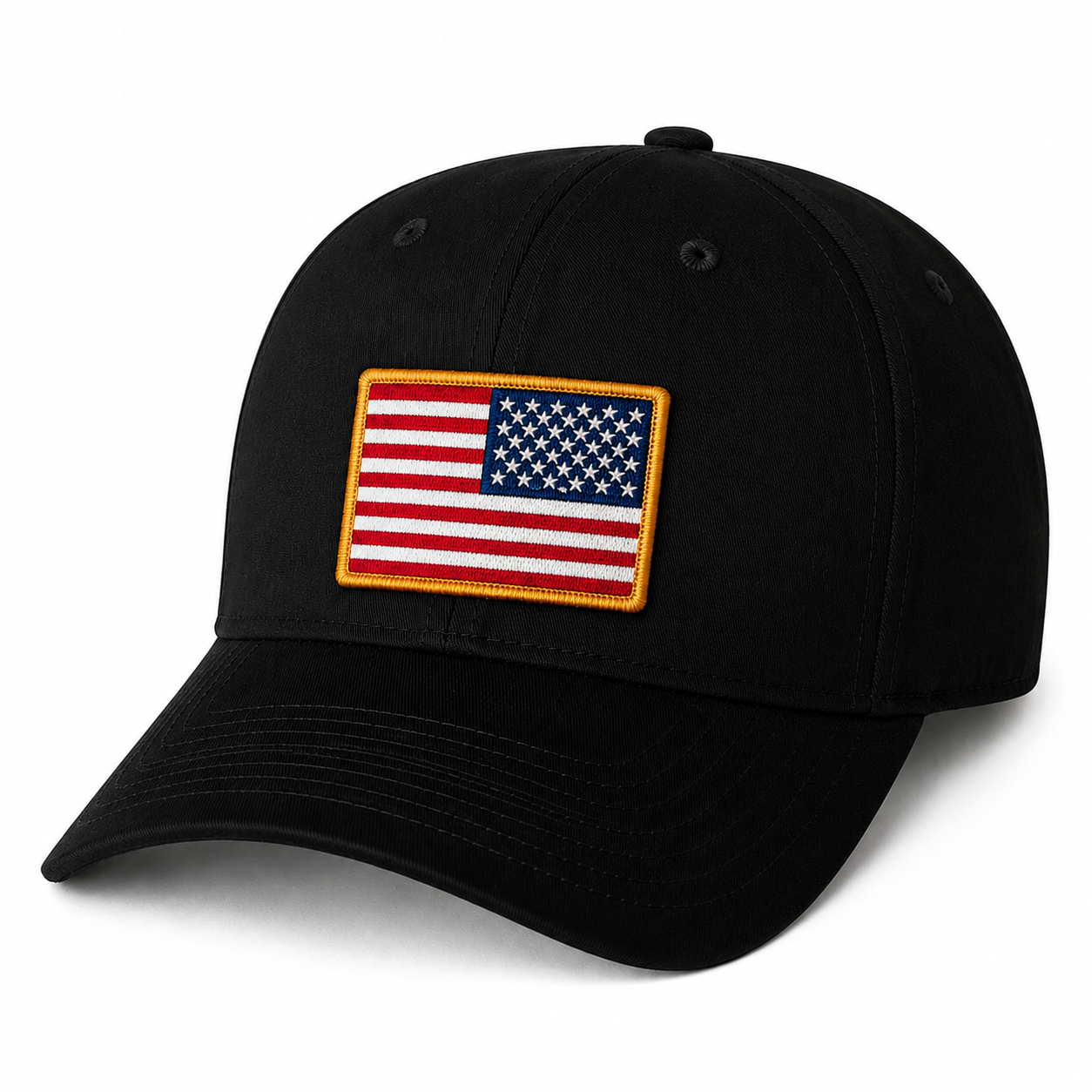 V-Flexfit® Cotton Twill Cap / American Flag Embroidered Patch