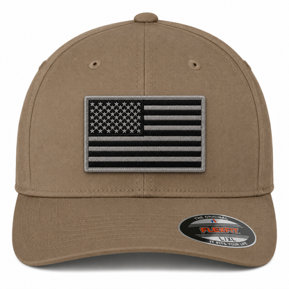 V-Flexfit® Cotton Twill Cap / American Flag Embroidered Patch