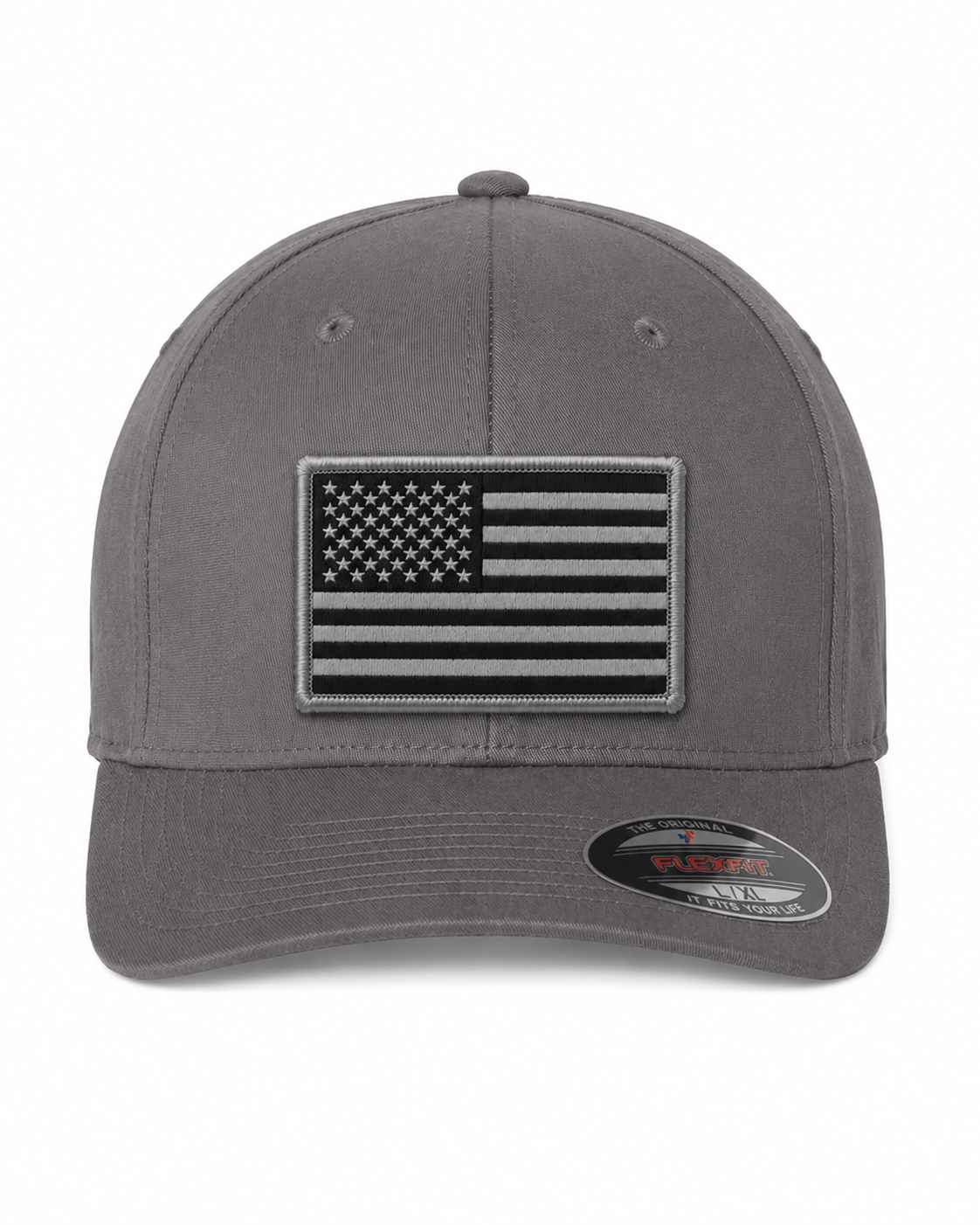 V-Flexfit® Cotton Twill Cap / American Flag Embroidered Patch