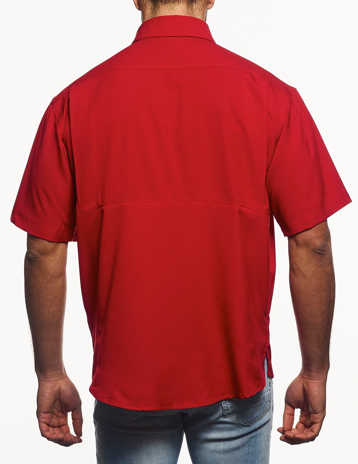 Pro Celebrity Men's Short Sleeve Pro Fishing Shirt, Scarlet, 4X-Large, (Clearance)