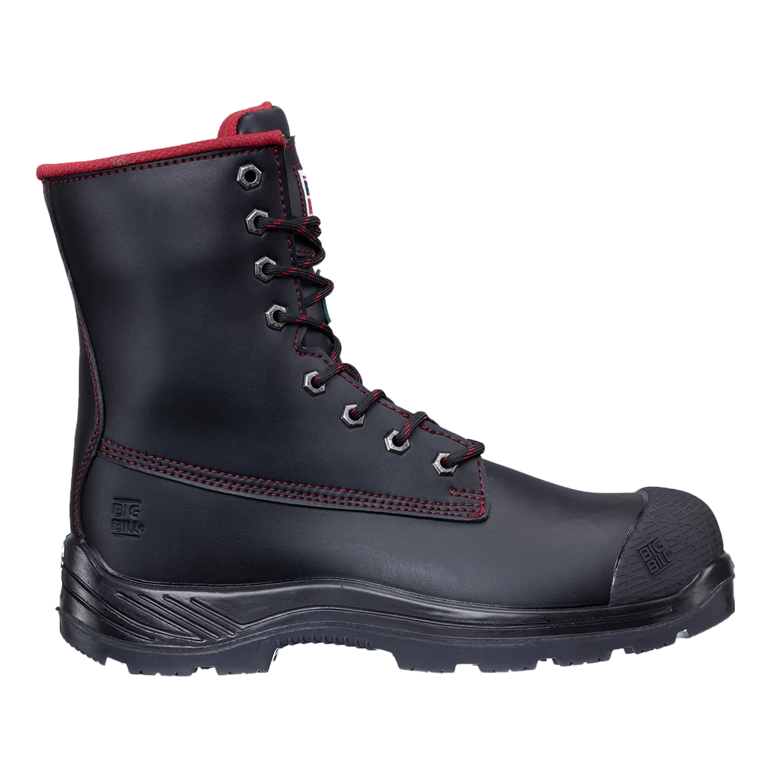 Big Bill Big Red Microfiber Work Boots 8"-Black- BB4002