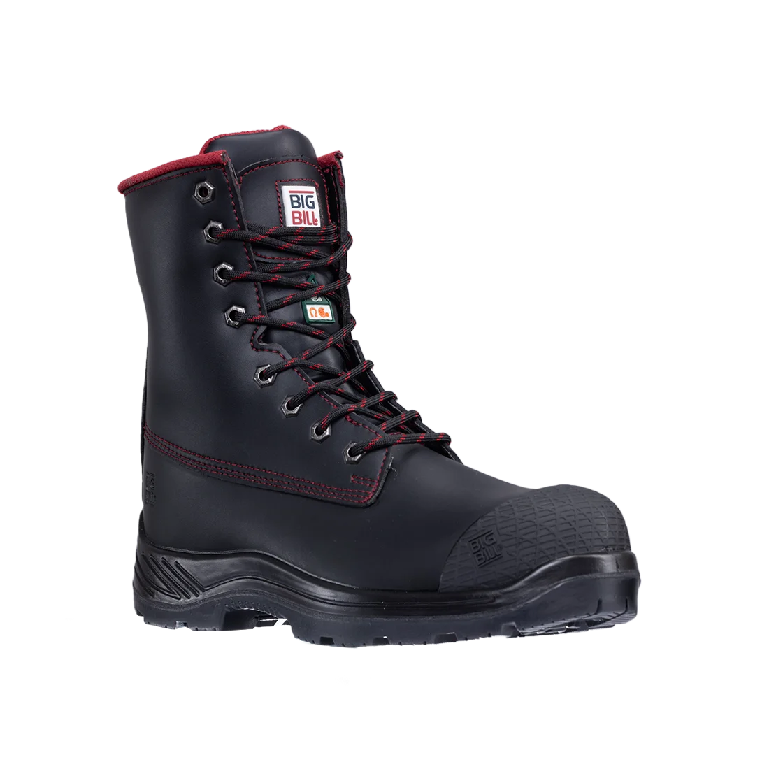 Big Bill Big Red Microfiber Work Boots 8"-Black- BB4002