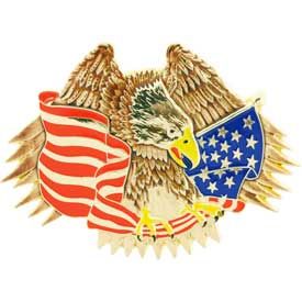 Eagle Emblems Buckle-USA Eagle & Flag