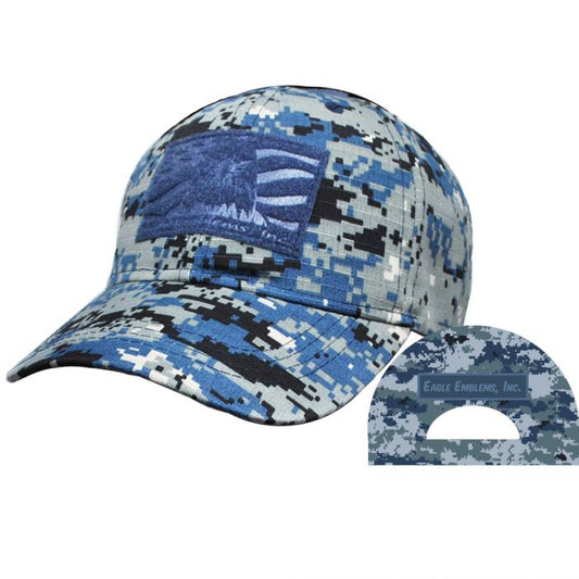 Eagle Emblems Cap-Tactical Ops Camo Navy Brushed Twill(Velcro Closure)
