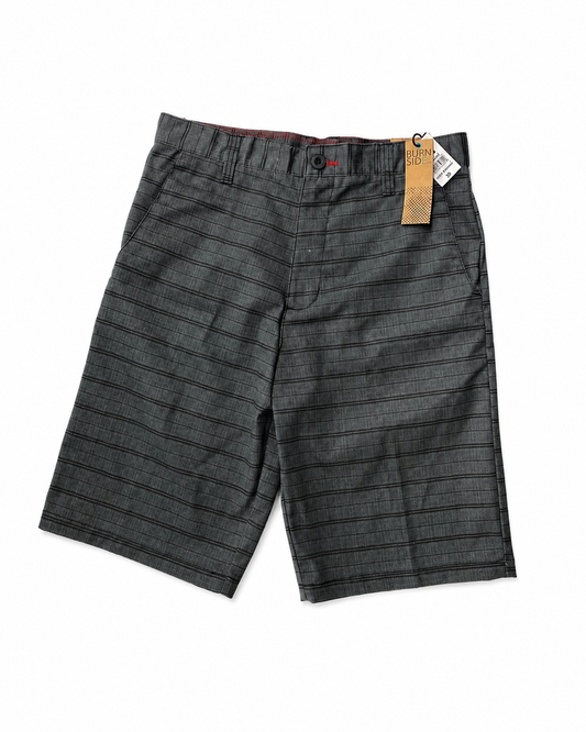Burnside Men's Heather Charcoal Windowpane Hybrid Shorts (30) (BG9863G) (Clearance)